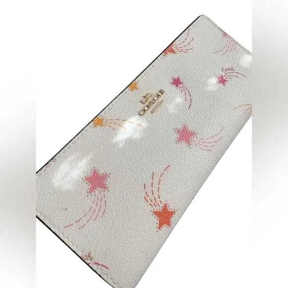 Coach Slim Wallet w/ Shooting Stars Print CF330 (Chalk/Gold/ Multicolor) - Picture 2 of 7